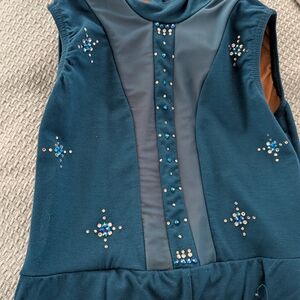 Revolution Dancewear Teal Mesh Romper With Stoning MC